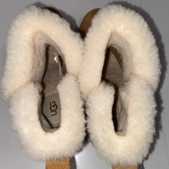 UGG Seyline Shearling-Trimmed Suede Wedge Boots Size 7.5