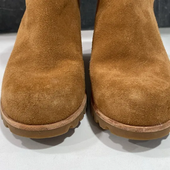 UGG Seyline Shearling-Trimmed Suede Wedge Boots Size 7.5