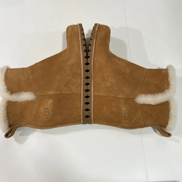 UGG Seyline Shearling-Trimmed Suede Wedge Boots Size 7.5