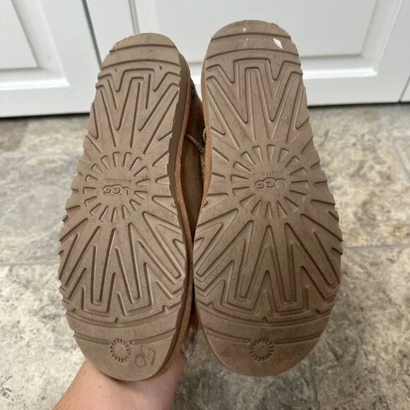 UGG Size 6 Juliet Chestnut‎ Tan Suede Floral Embroidered Shearling Boots RARE