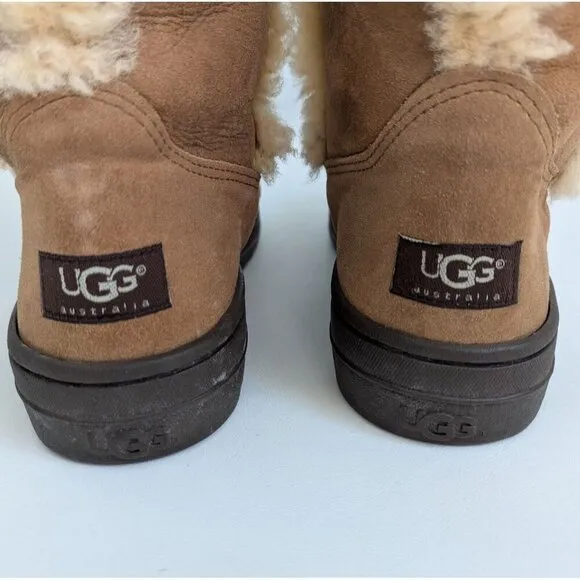 UGG Sunburst Tall Chestnut Shearling Boots Size 10