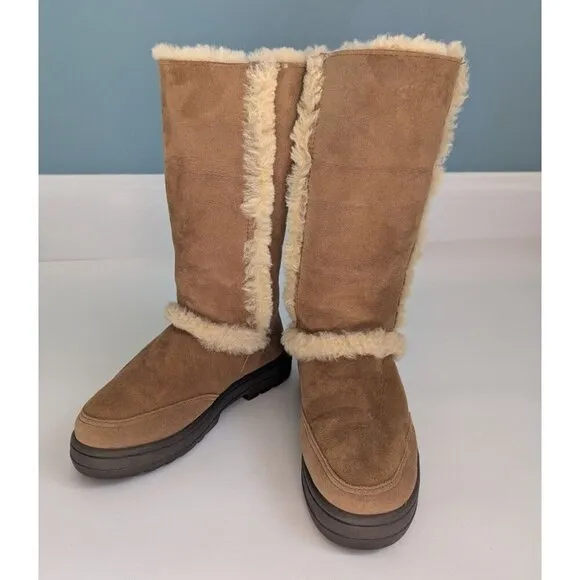 UGG Sunburst Tall Chestnut Shearling Boots Size 10