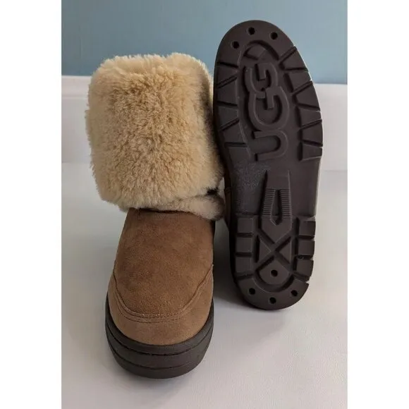 UGG Sunburst Tall Chestnut Shearling Boots Size 10