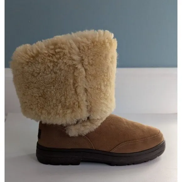 UGG Sunburst Tall Chestnut Shearling Boots Size 10