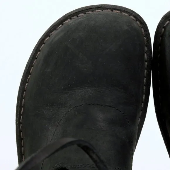 UGG Torrey Shearling Leather Suede Lace Up Boots Black Women 6