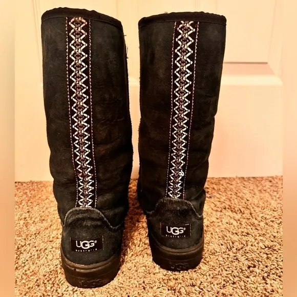 UGG Ultimate Tall Tasman Braid Shearling Boots Black