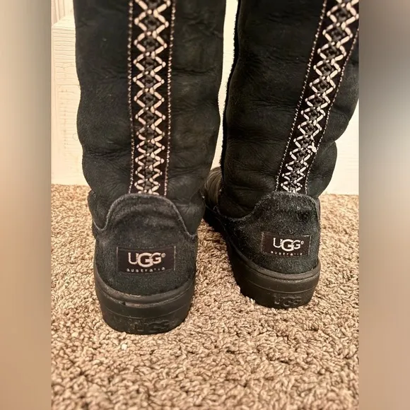 UGG Ultimate Tall Tasman Braid Shearling Boots Black