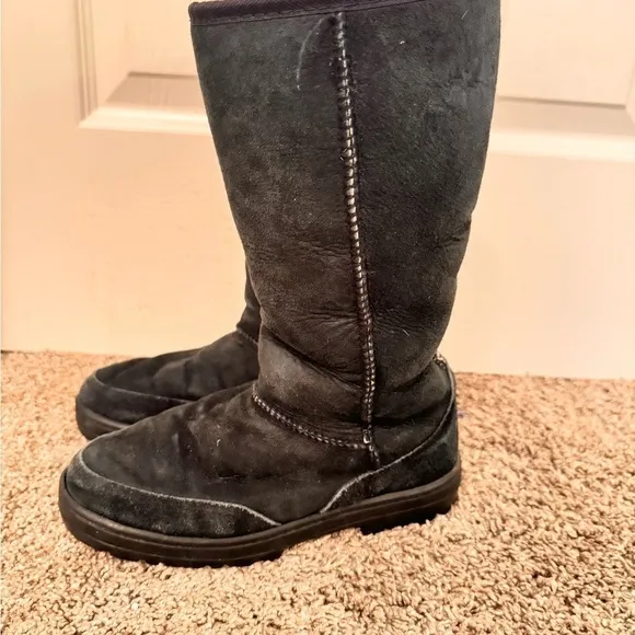 UGG Ultimate Tall Tasman Braid Shearling Boots Black