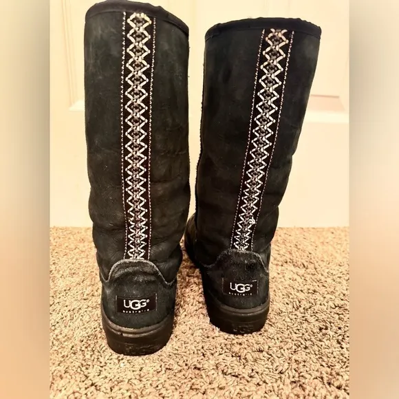 UGG Ultimate Tall Tasman Braid Shearling Boots Black