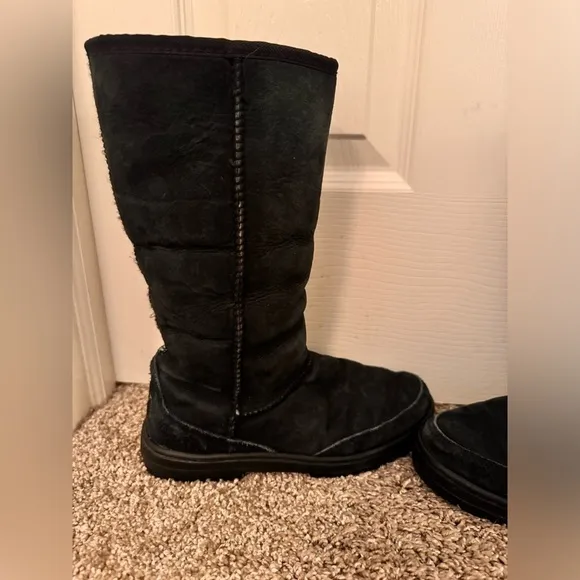 UGG Ultimate Tall Tasman Braid Shearling Boots Black