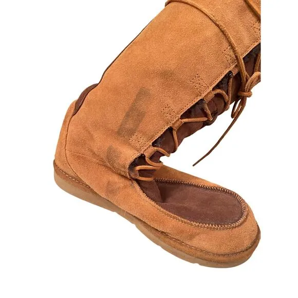 UGG Whitley Brown Suede Shearling Lace Up Boots, Size 9