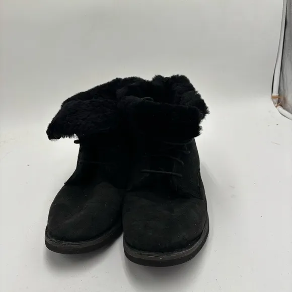 UGG Women's 11 Black Suede Shearling Lined Quincy Cuffable Ankle Boots