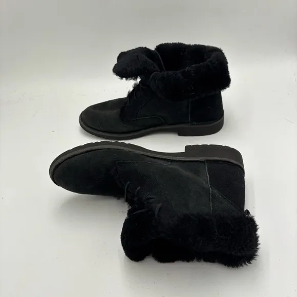 UGG Women's 11 Black Suede Shearling Lined Quincy Cuffable Ankle Boots