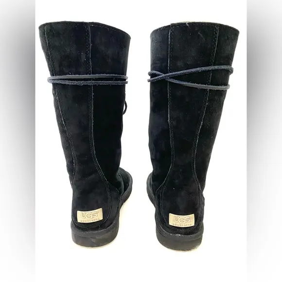 UGG Women’s Black Suede Leather Whitley Lace-Up Boots