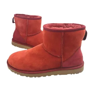 UGG Women's Classic Mini 5854 Suede Ankle Boots Rare Color Rust Maroon Size 8