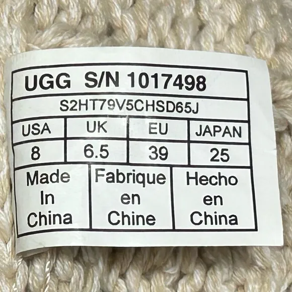UGG Womens Cream Cardi Cable Knitted Sweater w/Shearling Pull On Boots SZ US 8