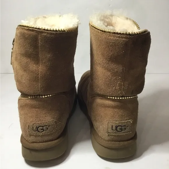 UGG Women’s Florence Chestnut Gold Zipper Boots Size 6