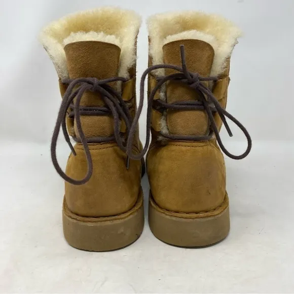 UGG Women’s Naiyah Brown Chestnut Leather Shearling Lined Boots Size 10