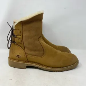 UGG Women’s Naiyah Brown Chestnut Leather Shearling Lined Boots Size 10