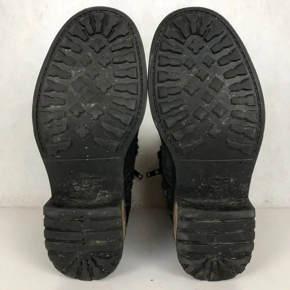 UGG Women's Size 5 Blayre Black Leather Water Resistant Side Zip Short Boots