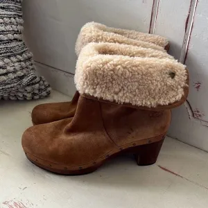 Ugg womens size 8 Lynnea fold over suede shearling cuff boots booties