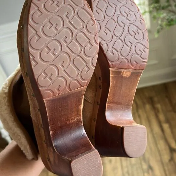 Ugg womens size 8 Lynnea fold over suede shearling cuff boots booties