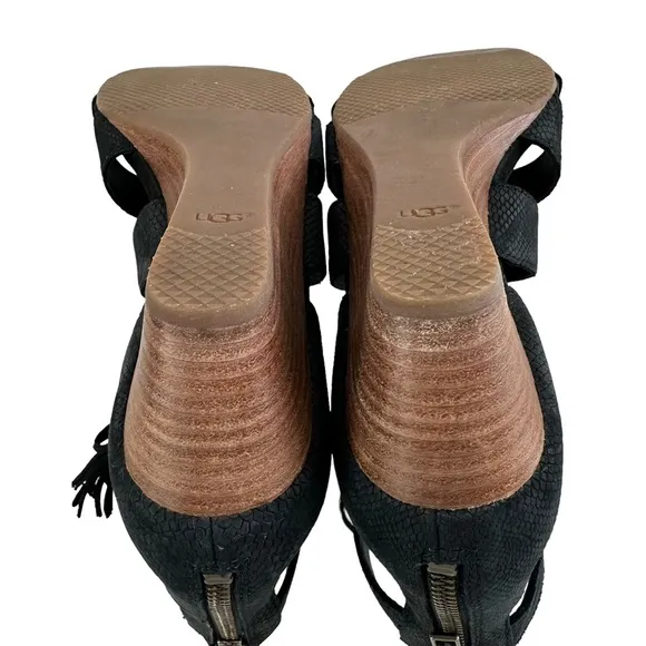 Ugg Yasmin Snakeskin Embossed Wedge Sandals Size 8.5