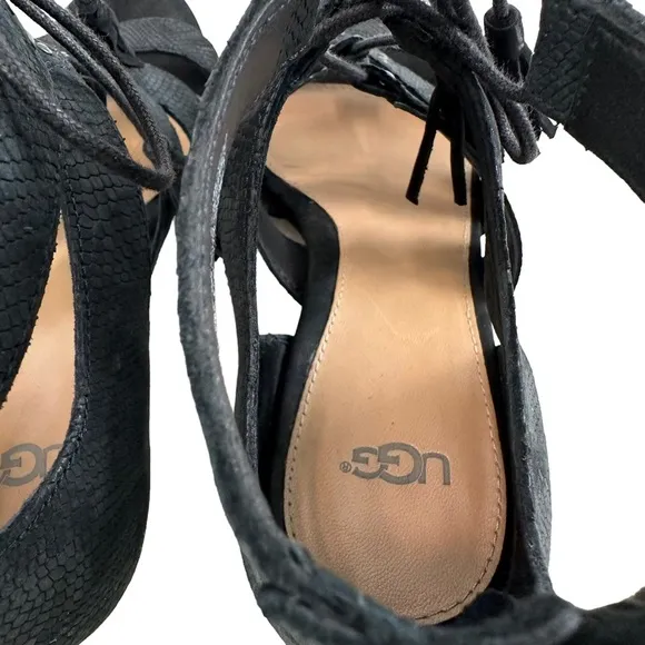 Ugg Yasmin Snakeskin Embossed Wedge Sandals Size 8.5