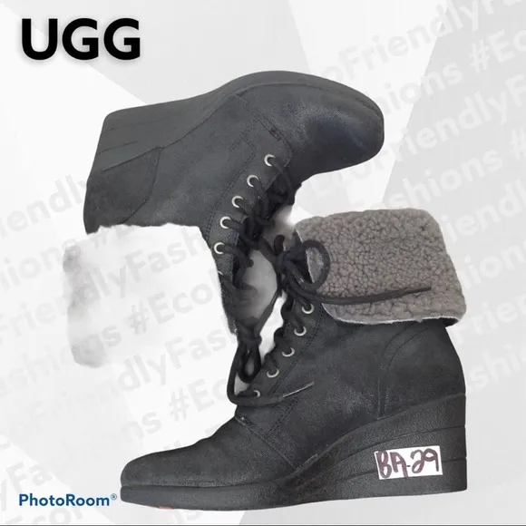 UGG Zea WP Genuine Shearling Lined Wedge Boot