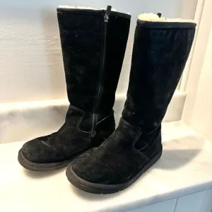 UGG Australia Suede Sunset Zipper Classic Tall Shearling Boots Black Size 6