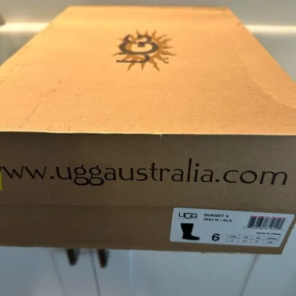 UGG Australia Suede Sunset Zipper Classic Tall Shearling Boots Black Size 6