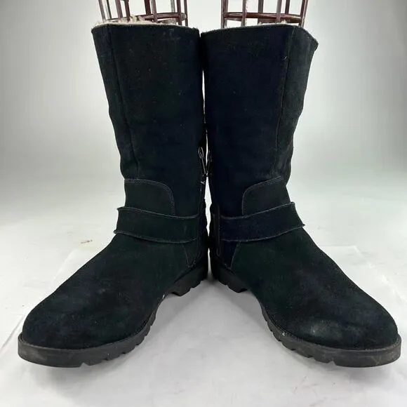 UGG Australia Women's Barlow Black US 10 Suede Shearling Boot 1/4 Zip Boots