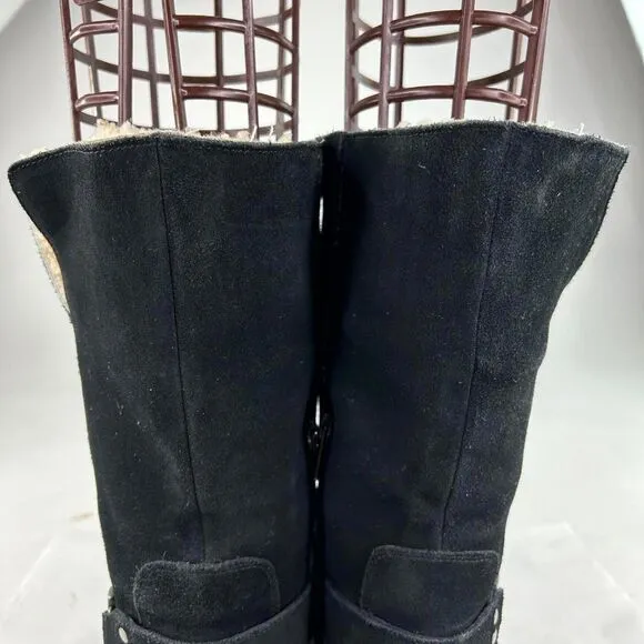 UGG Australia Women's Barlow Black US 10 Suede Shearling Boot 1/4 Zip Boots