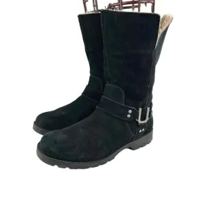 UGG Australia Women's Barlow Black US 10 Suede Shearling Boot 1/4 Zip Boots