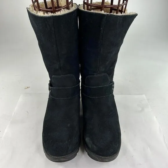 UGG Australia Women's Barlow Black US 10 Suede Shearling Boot 1/4 Zip Boots