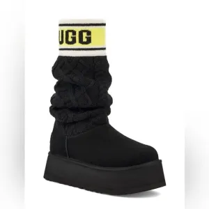 UGG Classic Sweater Letter Boots Black USA Women Size 8/UK 6/EU 39(MSRP$250)