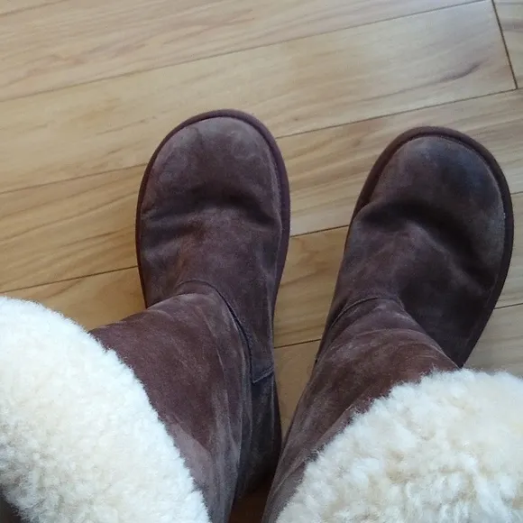 UGGS AUSTRALIA 5163 UPSIDE TALL SHEARLING SUEDE LACE UP BOOTS size 7