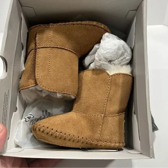 UGGS Baby Boots sz 1 Suede Fur Lined NEW