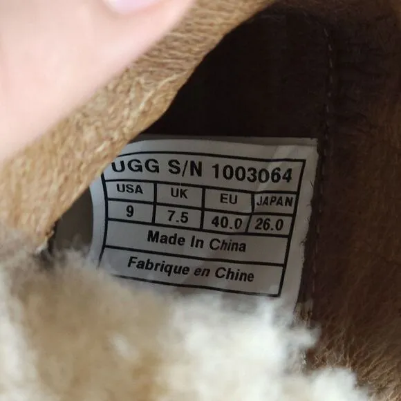 UGG Women's Anais US9 Chestnut Suede Sheepskin Wedge Shearling Boots Booties