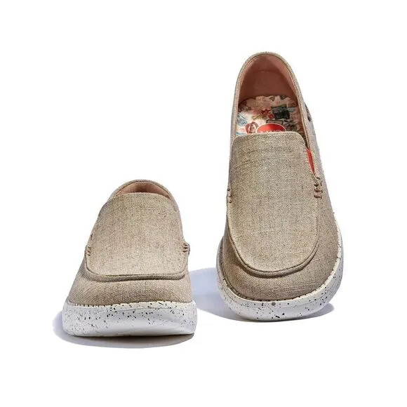 UIN Men's Loafers Slip On Casual Comfort Travel Shoes(Tarragona 3 - Linen White)