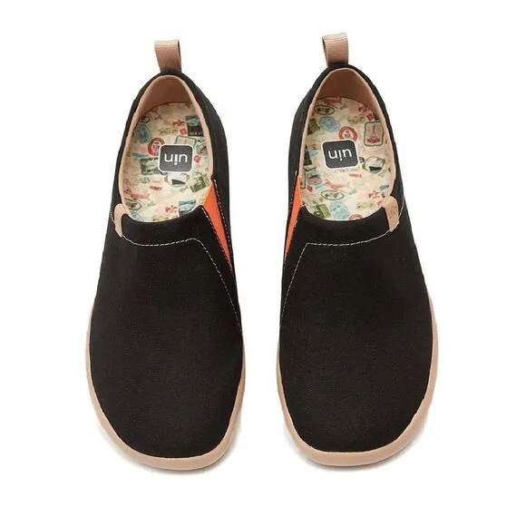 UIN Men's Walking Travel Shoes Canvas Comfort Sneaker (Toledo Men Black)
