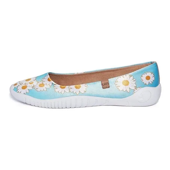 UIN Women's Ballet Flat Slip On Pointed Toe Casual Loafers(Daisy Dew Menorca)133