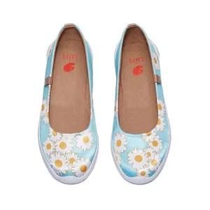 UIN Women's Ballet Flat Slip On Pointed Toe Casual Loafers(Daisy Dew Menorca)133