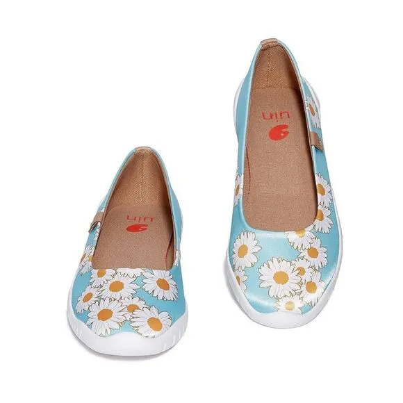 UIN Women's Ballet Flat Slip On Pointed Toe Casual Loafers(Daisy Dew Menorca)133