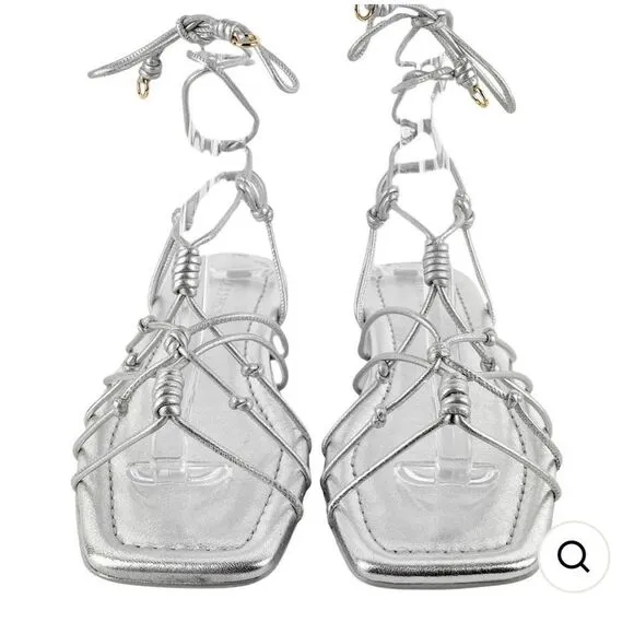 ULLA JOHNSON FREYA FLAT IN METALLIC SILVER NWB Size 38/8