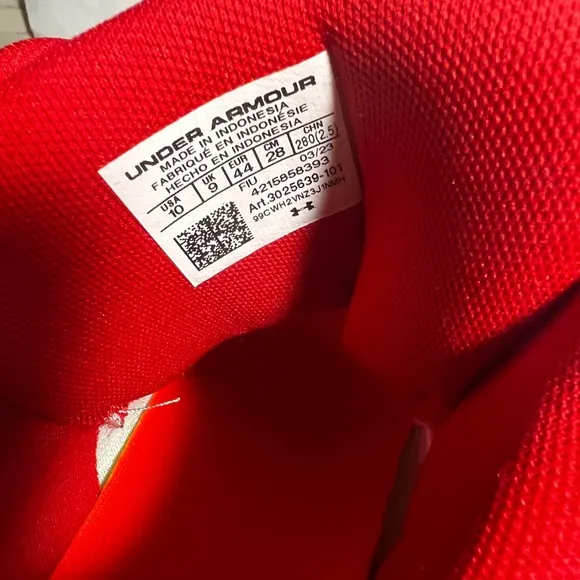 Under Armour Command MC Red and White Athletic Sneakers NWOT