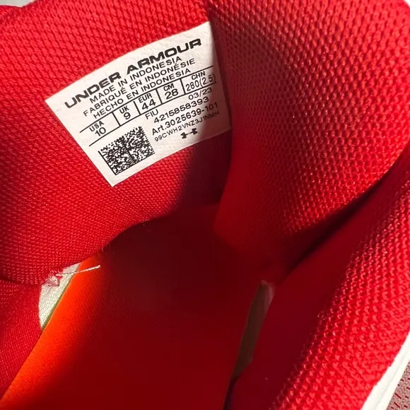 Under Armour Command MC Red and White Athletic Sneakers NWOT