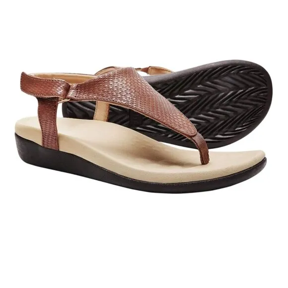 Utenag Arch Support Orthotic Adjustable Thong Sandals Faux Leather Size 40/9