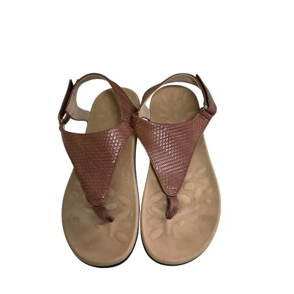 Utenag Arch Support Orthotic Adjustable Thong Sandals Faux Leather Size 40/9