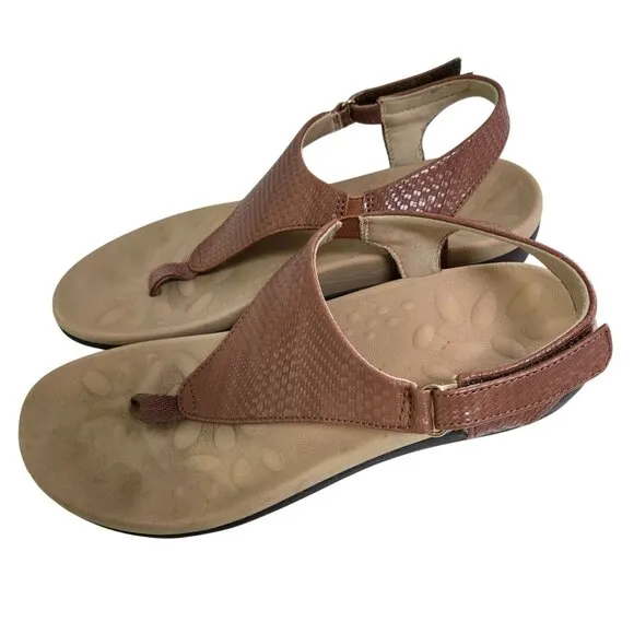 Utenag Arch Support Orthotic Adjustable Thong Sandals Faux Leather Size 40/9